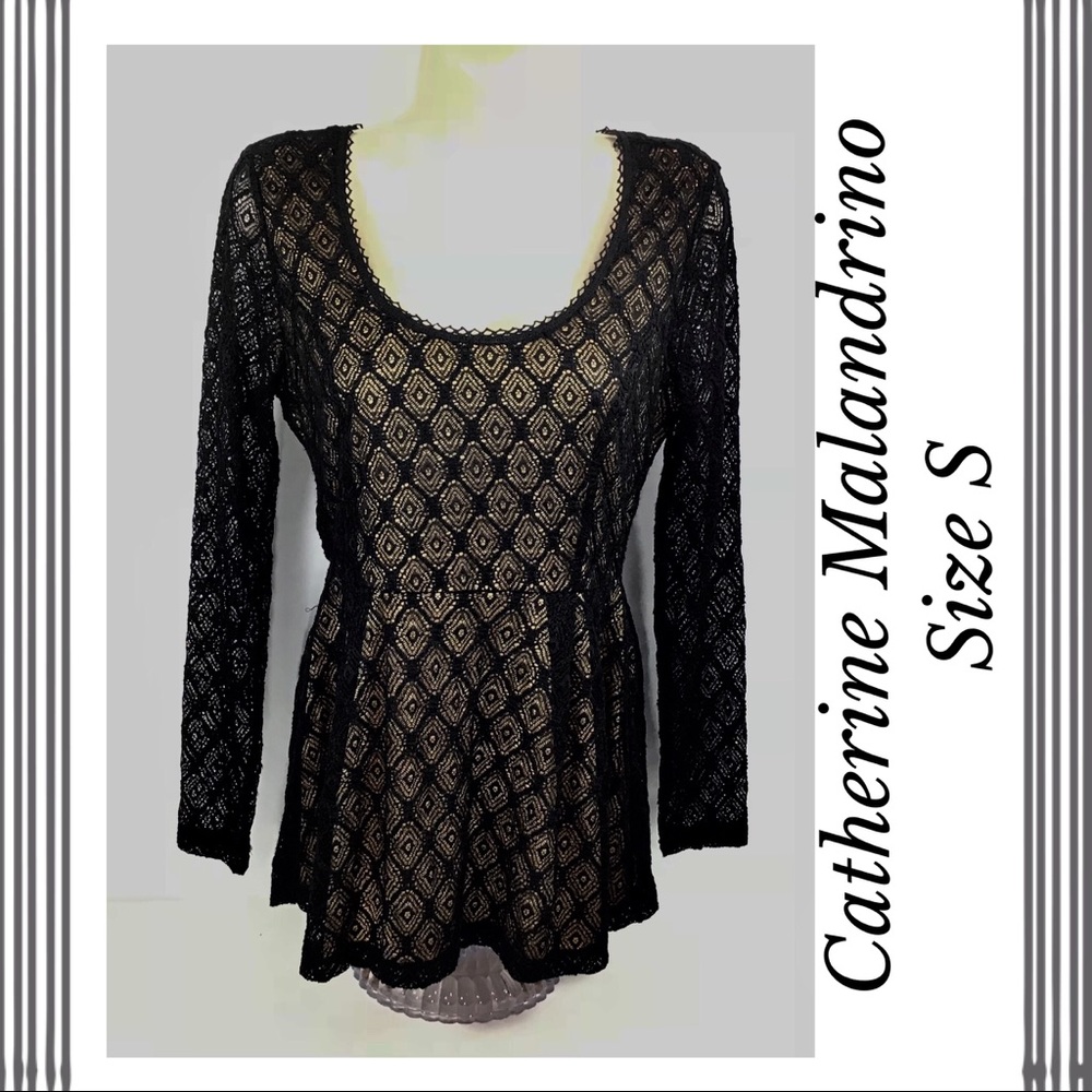 Catherine Malandrino Sz S Peplum Babydoll Top